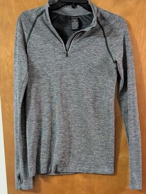 Pink Active Heathered Gray Quarter-Zip Long Sleeve Pullover